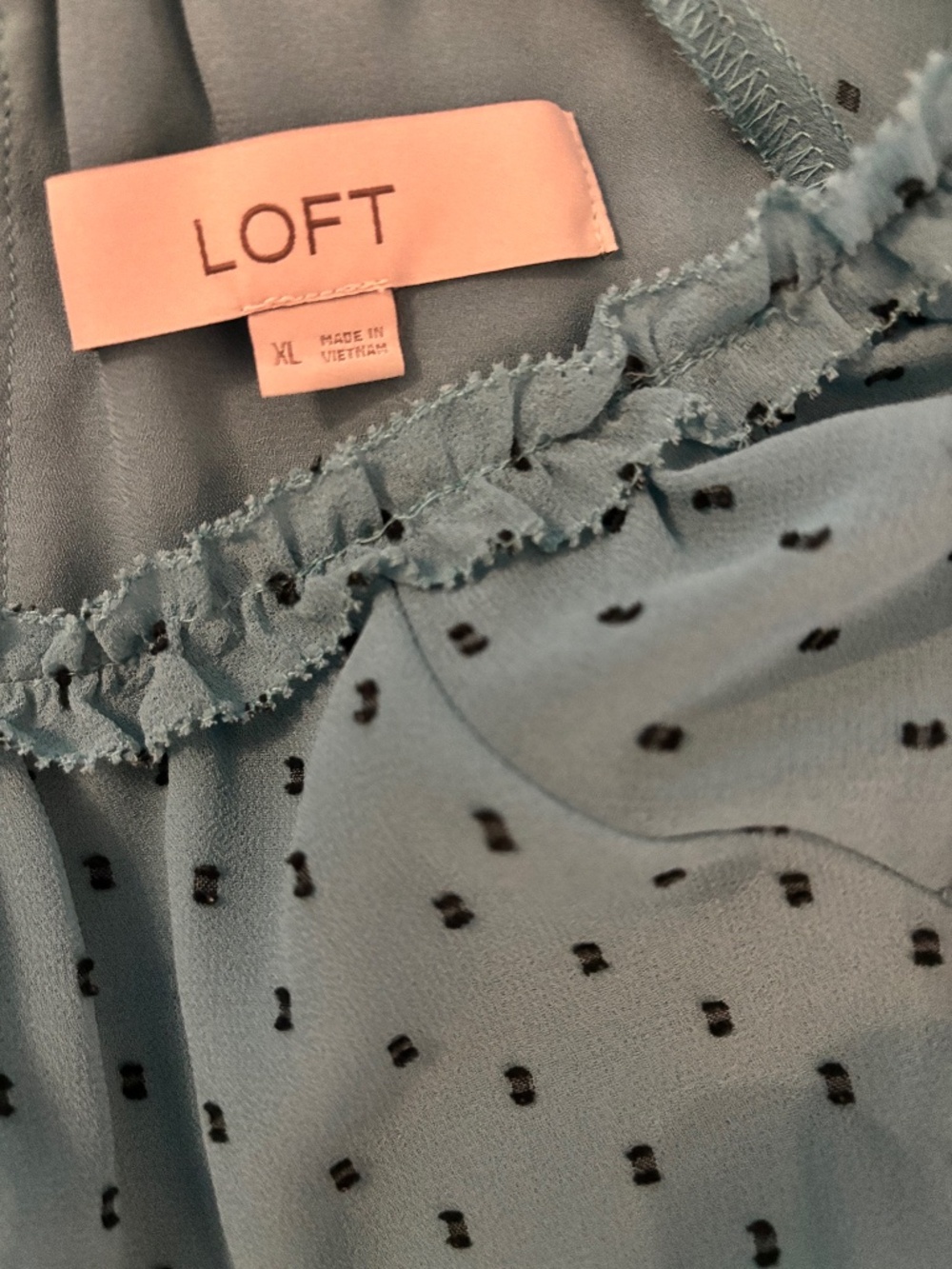 Loft Blue dot short sleeve blouse Size XL